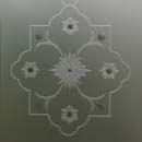 sandblasted and wheel engraved glass with satin etch finish