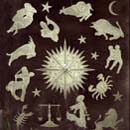 sandblsted glass astrological designs and antique silvering