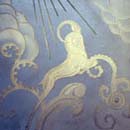 sandblasted glass with deco design and antique silvering